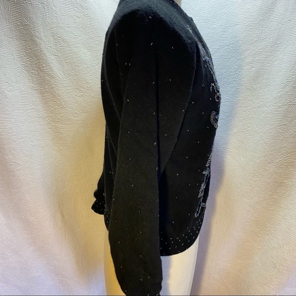 Vtg heavily beaded M/L black with iridescent beads. - Picture 6 of 9